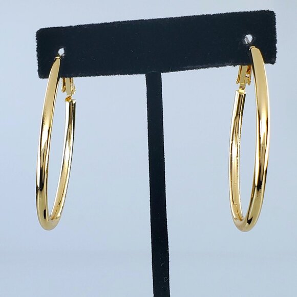 14K Gold Womens Large Oval Hoop Earrings 14 Karat Silver Hoops Ladies Jewelry - Picture 6 of 7